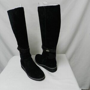 Cole Haan Suede Wedge Waterproof Full Zip Knee Buckle black Comfort Size Sz 7